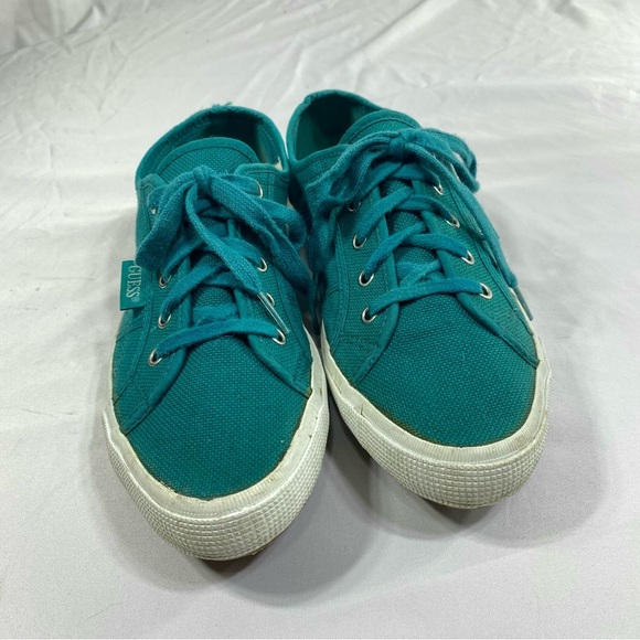 Guess Women’s Teal Canvas Low Top Sneakers - Picture 2 of 8